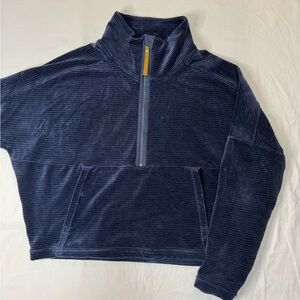 Prana Blue 1/2 Zip Up Sweater Plush Velour